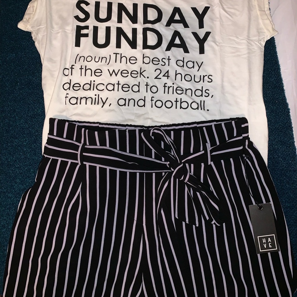 Striped paper bag shorts NWT